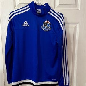 Adidas Royal Blue Soccer Jacket with White Stripes